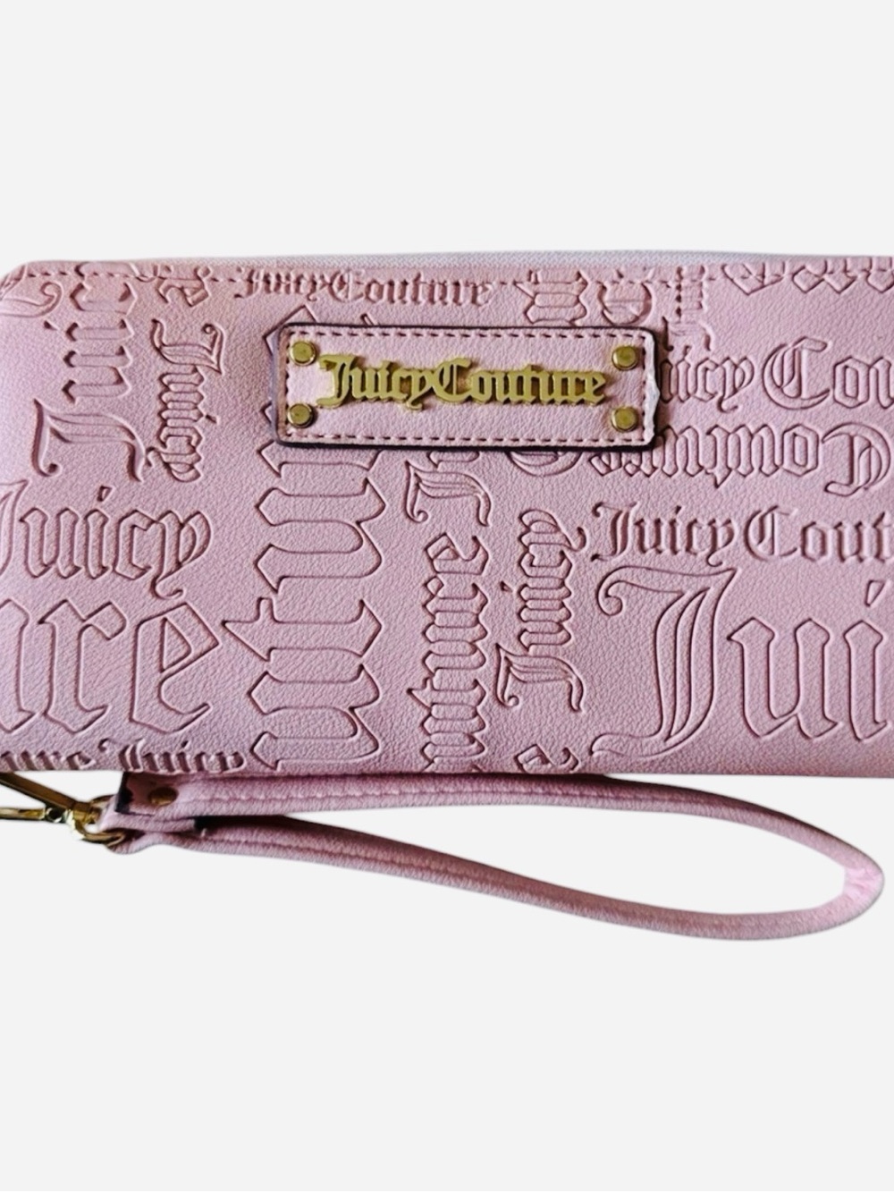 Juicy Couture Blush Pink Embossed Logo Wristlet Wallet Clutch- Wordplay Gothic